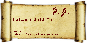 Holbach Jolán névjegykártya